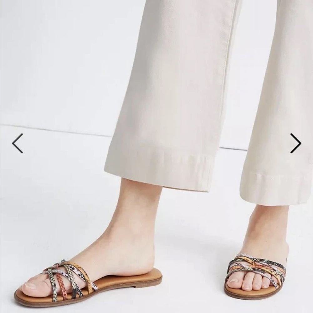 Madewell Brown Women's Strappy Slip On Flat Sandals Green Red Size 8
